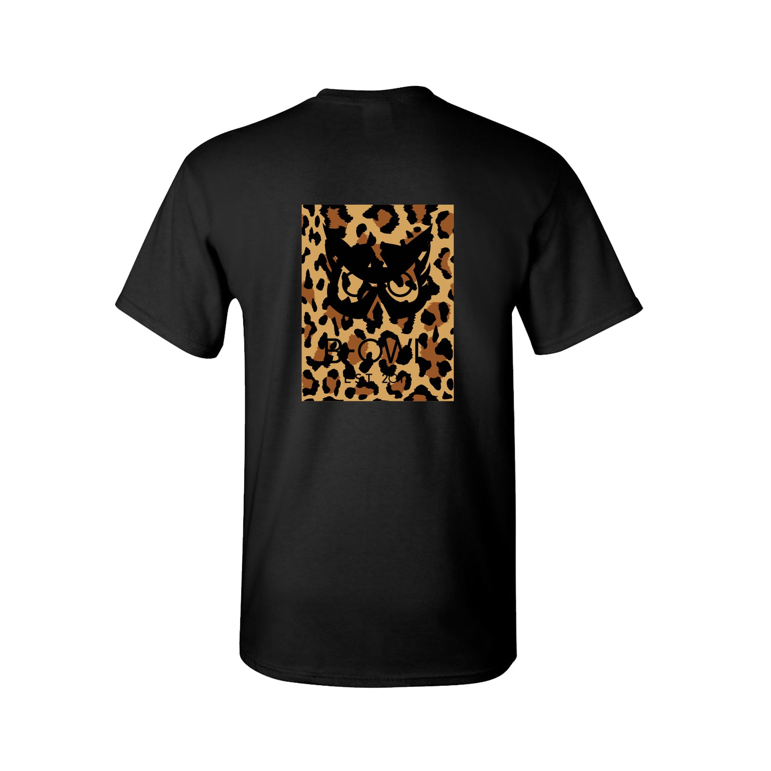 T-Shirt Black and White Side Leopard